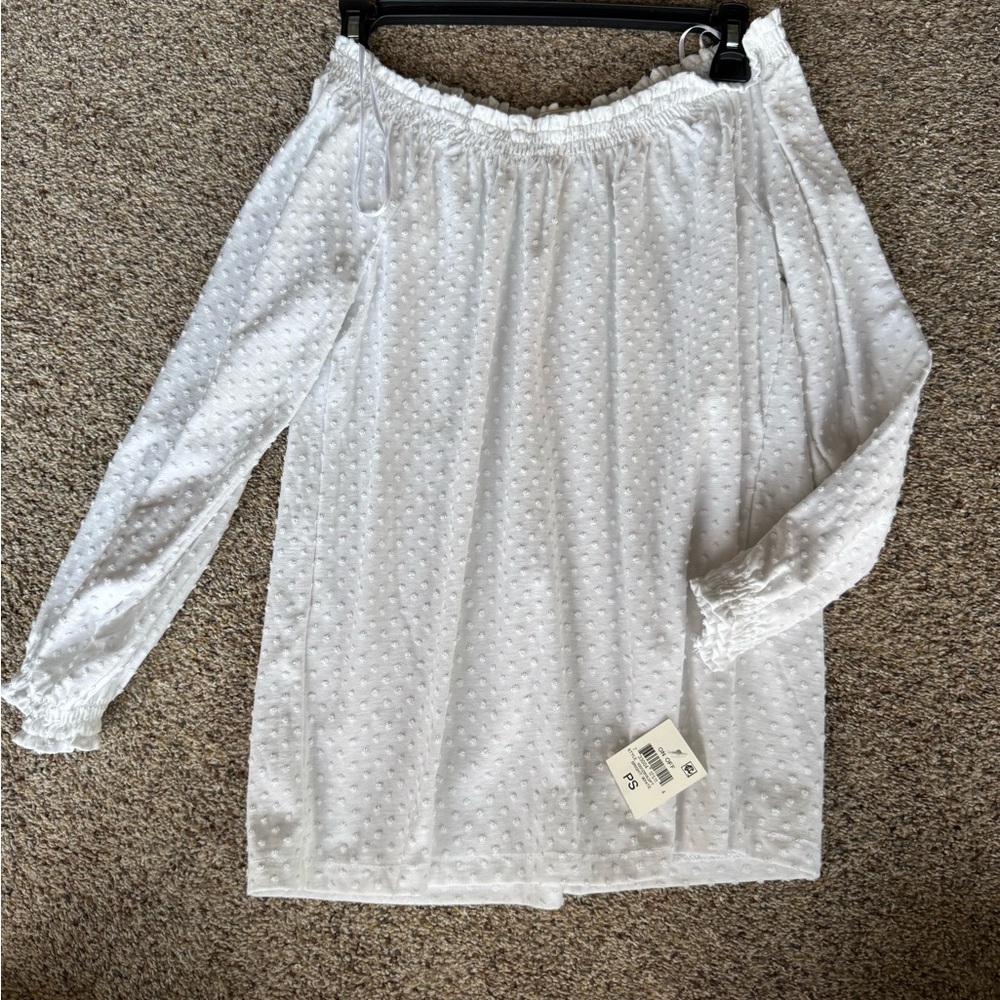 Chic White Textured Off-Shoulder Blouse